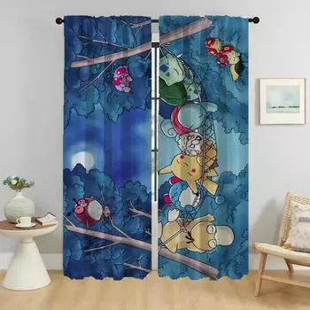 Раздел P-pokemones затемняющие шторы для комнаты 2 панели тюль для спальни домашний интерьер шторы оттенки украшения на Хэллоуин W50xH70cmx2pcs-CL