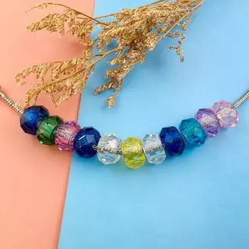 Раздел товаров для вечеринок «Сделай сам» Аксессуары для бисероплетения 7x13 мм 10 шт. Хрустальные бусины Прозрачный материал Многоцветные бусины с большими отверстиями озеро синий