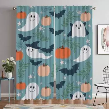 Разделение Хэллоуин Шторы для спальни Затемняющие шторы для комнаты 2 панели Домашний интерьер Шторы Оттенки Гостиная Кухня Элегантный W60xH90cmx2pcs-CL