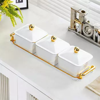 Разделенная чаша для сухофруктов, подносы для подачи еды, пыленепроницаемые с крышкой, тарелка для закусок, закуска A