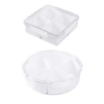 Разделенная коробка для закусок Холодильник Ящик для хранения Современный с крышкой Коробка для свежих продуктов Тарелки Контейнер для еды Тарелка для закусок Фруктовый салат Закуски Square