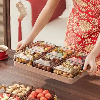 Разделенная миска для закусок, поднос, контейнер для конфет, орешков, блюдо, поднос для сухофруктов, праздничный настольный многофункциональный