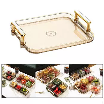 Разделенная сервировочная тарелка, тарелка для закусок, нескользящий поднос для фруктов, прямоугольный декоративный предмет для дома M Brown