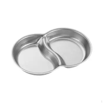 Разделенная тарелка для барбекю, круглая многоразовая твердая тарелка для соуса для специй для домашней кухни 2 Grids