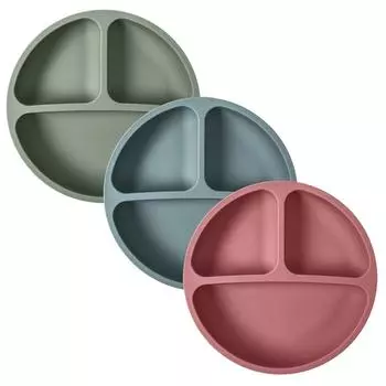 Разделенная тарелка на присоске, детское силиконовое блюдо, детская посуда, детская миска для кормления, тарелки, детская посуда для детей ясельного возраста 20*3cm бежевый