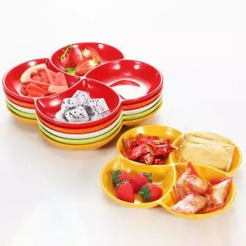 Разделенная тарелка, устойчивая к сколам, гладкая, с 4 отделениями, пригодная для мытья в посудомоечной машине, сервировочная тарелка для бара красный