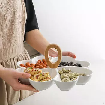 Разделенное сервировочное блюдо Керамический поднос Тарелка для фруктов Миска для закусок для фруктов