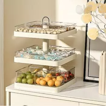 Разделенное сервировочное блюдо, многофункциональная бытовая высококачественная тарелка для сухофруктов, стойка для хранения закусок и фруктов, вращающиеся тарелки для закусок и конфет белый