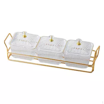 Разделенное сервировочное блюдо Поднос для сухофруктов Закуска Разделительное блюдо для орехов Clear 3 grids