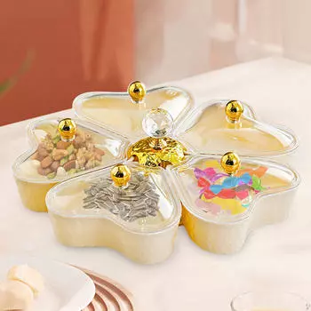 Разделенное сервировочное блюдо, вращающееся блюдо для закусок Degree, конфеты и орехи, шоколадное печенье With Clear Lid