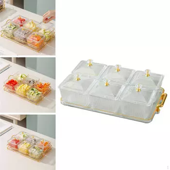 Разделенные сервировочные блюда, 6 отделений, пылезащитные, с крышкой, роскошная тарелка для закусок, орехов и конфет A