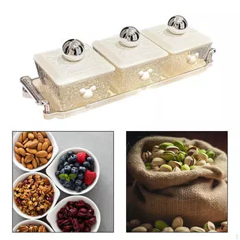 Разделенные сервировочные миски, поднос для закусок, съемные миски для закусок с сухофруктами и крышками для 3 Compartment