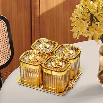 Разделенные сервировочные тарелки Тарелка для сухофруктов Конфеты Орехи Блюдо с крышкой Закуска для дома жёлтый