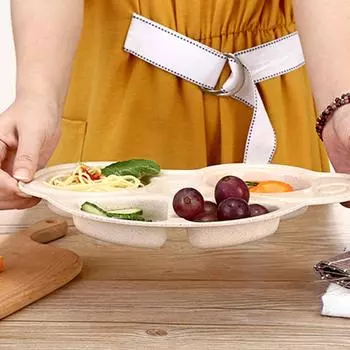 Разделенные тарелки для малышей Sagit, прочная мультяшная обеденная тарелка, нескользящий детский поднос One Size бежевый