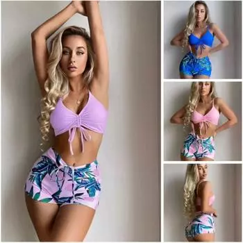 Разделенный бикини из двух частей, купальник бикини больших размеров для женщин S розовый