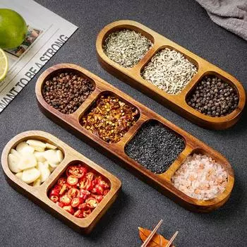 Разделенный деревянный поднос для сервировки, блюдо для приправ, многосекционные соусницы для закусок, фруктовых конфет, элегантные деревянные тарелки для повседневного использования S