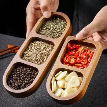 Разделенный деревянный поднос для сервировки, блюдо для приправ, многосекционные соусницы для закусок, фруктовых конфет, элегантные деревянные тарелки для повседневного использования S