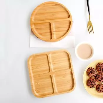 Разделенный деревянный поднос для сервировки, обеденное блюдо, круглый квадратный поднос для закусок, органайзер для хранения сухих продуктов, подставка для конфет и орешков, блюдо B