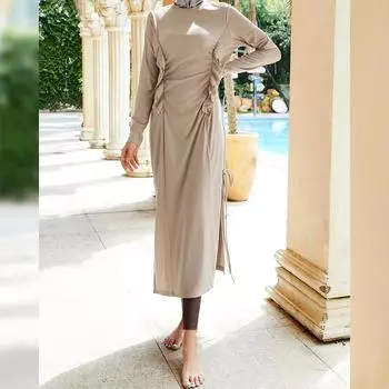 Разделенный купальник, комплект из трех частей с грибковыми боковыми складками, консервативный купальник для серфинга и защиты от солнца L разноцветный