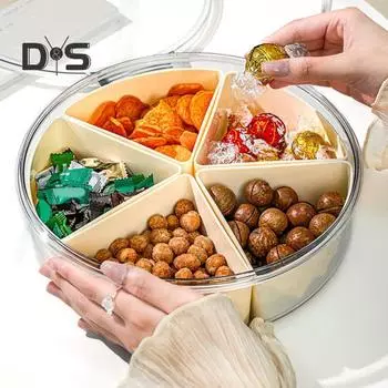 Разделенный поднос для еды, контейнер для закусок с прозрачной крышкой, большая емкость, пищевой ящик с безопасным уплотнением, ящик для хранения фруктов и овощей Square молочный белый