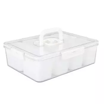 Разделенный поднос для сервировки с крышкой и ручкой, герметичный пластиковый контейнер для фруктов с 8 отделениями, прозрачный