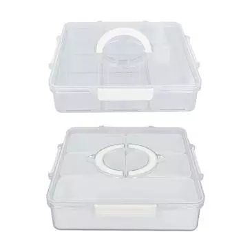 Разделенный поднос для сервировки с ручкой, прозрачной крышкой, 5 решеток, герметичная квадратная коробка для закусок, контейнер для колбасных изделий Transparent