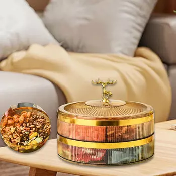 Разделенный поднос для сервировки, тарелка для сухофруктов, 2 слоя, многофункциональная, для хранения орехов и конфет