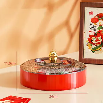 Разделенный поднос для закусок из сухофруктов, орехов и конфет с крышкой для закусок 1 Tier Red