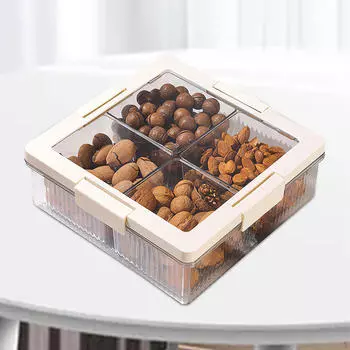 Разделенный поднос для закусок, пылезащитное блюдо для закусок, сухофрукты для 6 grid