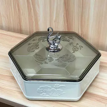 Разделенный поднос с крышкой, тарелка для конфет, орехов, пылезащитное блюдо для закусок, сухофруктов