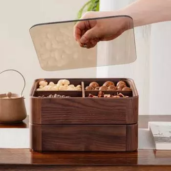 Разделенный поднос с прозрачной крышкой, большой вместимости, не содержит бисфенол-А, легко моется, переносной, для закусок