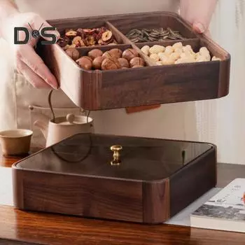 Разделенный поднос с прозрачной крышкой, большой емкости, не содержит бисфенол А, легко моется, переносной контейнер для закусок, поднос для фруктов A