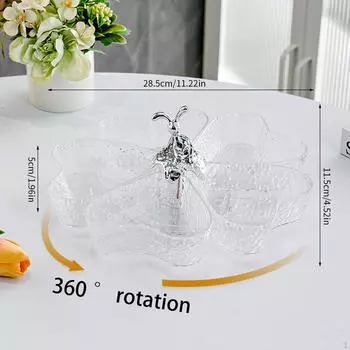 Разделенный сервировочный поднос, блюда из конфет и орехов, вращающаяся тарелка для закусок, для сладких блюд Clear Silver Rabbit