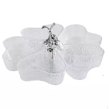 Разделенный сервировочный поднос, блюда из конфет и орехов, вращающаяся закуска для шоколада Clear Silver Rabbit