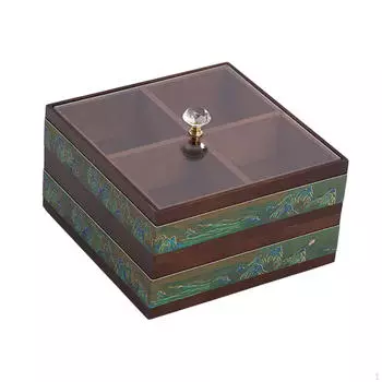 Разделенный сервировочный поднос, многофункциональные миски для конфет и орехов с прозрачной крышкой для фруктов красный