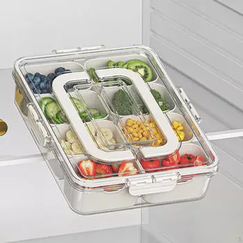 Разделенный сервировочный поднос с крышкой и ручкой, портативный, контейнер для закусок, контейнер для пищевых продуктов