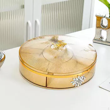 Разделенный сервировочный поднос с крышкой, поднос для закусок с отделением для вечеринок, Leaf top handle