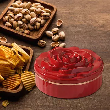 Разделенный сервировочный поднос с отделениями для мисок, закусочных тарелок, закусок на китайский год красный