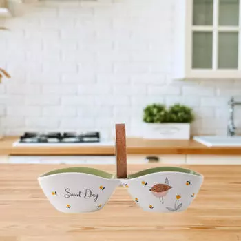 Разделительная чаша с разделителями, креативное ручное украшение, сервировка, двойные отсеки для зелёный