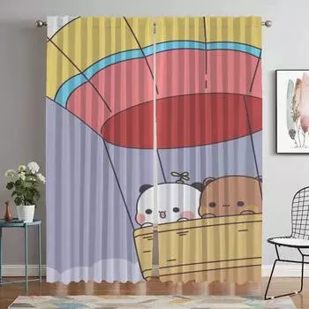 Разделительная занавеска Peach Mochi для комнаты, 2-х панельные шторы, украшения для Хэллоуина, шторы для спальни, домашний интерьер, шторы W60xH90cmx2pcs-CL