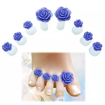 Разделитель пальцев ног shttown, легко наносится, набор из 8 штук для педикюра обеих ног, наносится, пальцы ног, роза, моющийся, мягкий, (Голубая роза)
