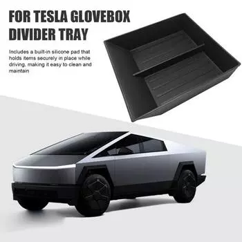 Разделители для перчаточного ящика, органайзер, лоток для Tesla 2024, ящик для хранения перчаток второго пилота, консольный лоток, встроенная силиконовая подкладка, органайзер для салона автомобиля чёрный