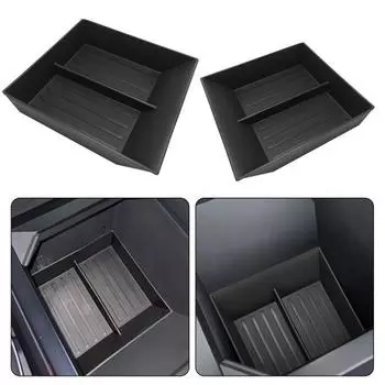 Разделители для перчаточного ящика, органайзер, лоток для Tesla 2024, ящик для хранения перчаток второго пилота, консольный лоток, встроенная силиконовая подкладка, органайзер для салона автомобиля чёрный
