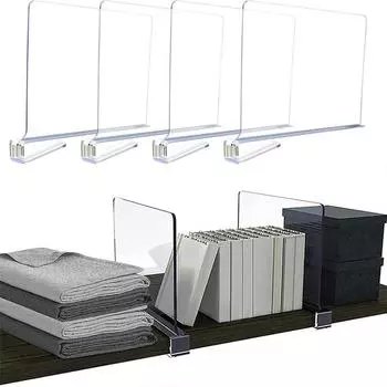 Разделители для шкафов Органайзеры Прозрачная акриловая разделительная доска Регулируемая полка для гардероба Разделительная пластина Классифицированное хранение одежды