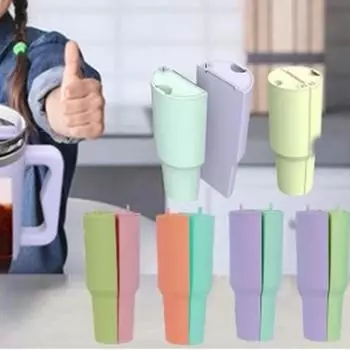 Разделители для стаканов объемом 40 унций, портативные разделители для напитков для отдыха, офиса, пляжа Green Pink