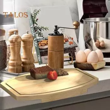 Разделочная доска из дерева с канавкой для сока, экономящая место, для кухонного стола, органайзер для внутреннего угла столешницы из бамбука 1pc