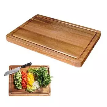 Разделочная доска из дерева с канавкой для сока и ручками, большая толстая разделочная доска для мяса и сыра