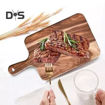 Разделочная доска из дерева с ручкой, прочная деревянная разделочная доска для мяса, сыра, овощей, хлеба, универсальная кухонная сервировочная доска M