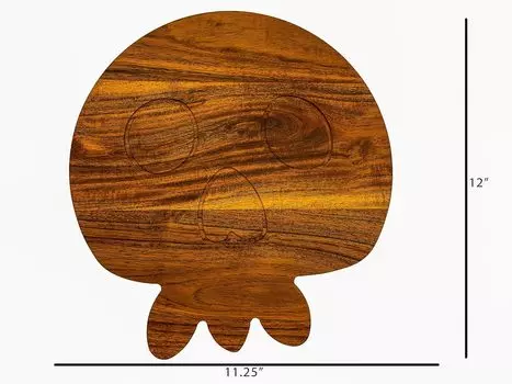 Разделочная доска из дерева в форме черепа на Хэллоуин для кухни, деревянные разделочные доски с пазами, разделочные доски для колбасных изделий, поднос для сервировки Large коричневый