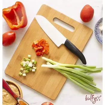 Разделочная доска из натурального бамбука для кухонных овощей, фруктов и сыра, без BPA, экологически чистая, антимикробная (34 х 24 см) 34L x 24W x 2Th CM